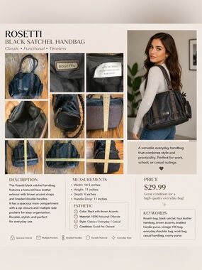Rosetti Black and Brown Braided-Handle Shoulder Bag
